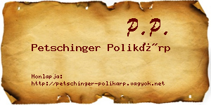Petschinger Polikárp névjegykártya
